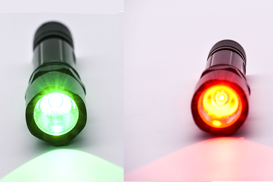 Têtes rouge et verte pour lampe torche